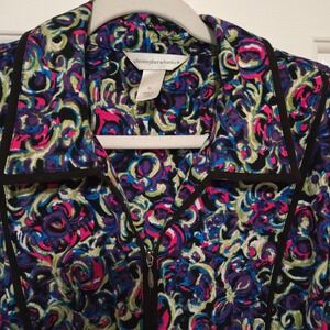 Christopher Banks Women XL Unique Colorful Swirl Print Zip Up Jacket